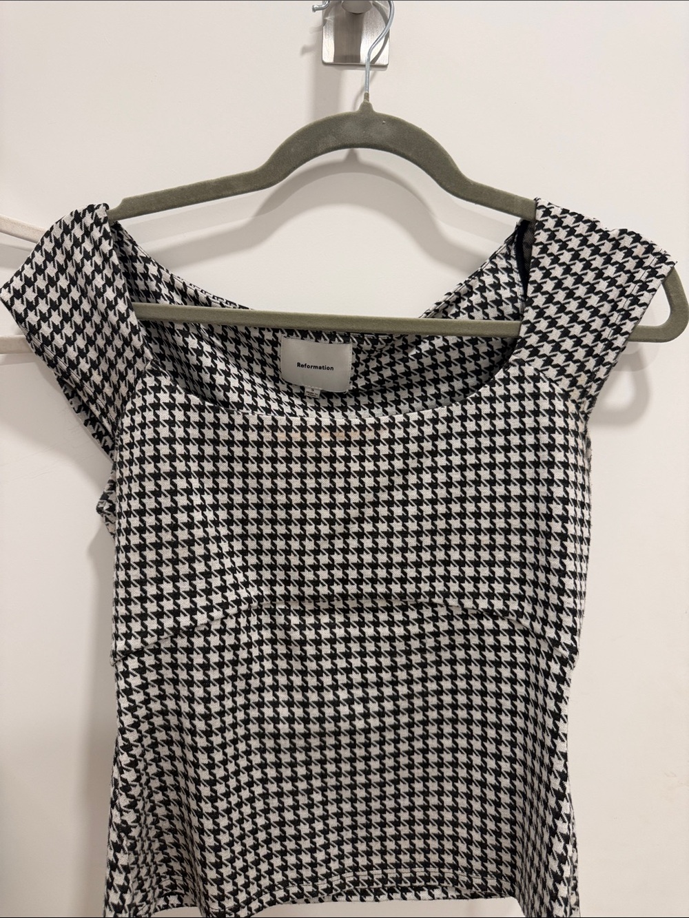 Reformation Black and White Square-Neck Top